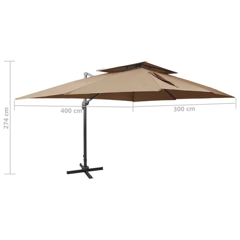 Zweefparasol met dubbel dak 300x300 cm antracietkleurig