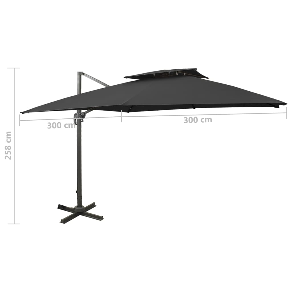 Zweefparasol met dubbel dak 300x300 cm zandwit