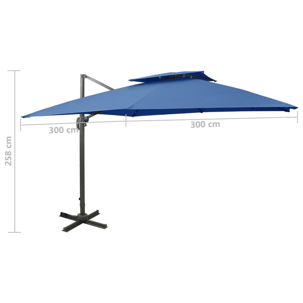 Zweefparasol met dubbel dak 300x300 cm zandwit