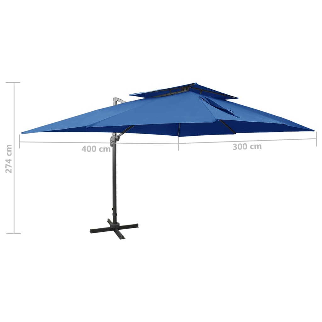 Zweefparasol met dubbel dak 300x300 cm terracottakleurig