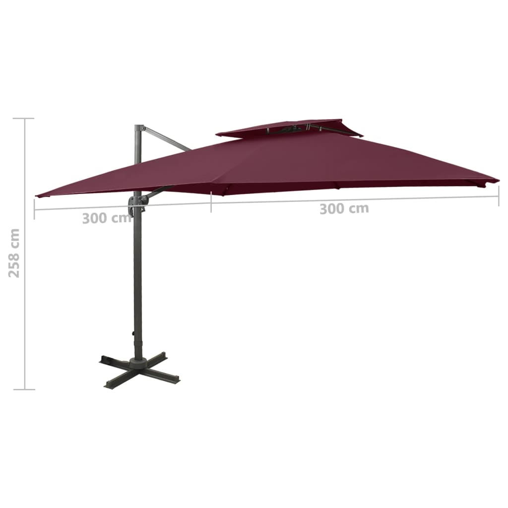 Zweefparasol met dubbel dak 300x300 cm terracottakleurig