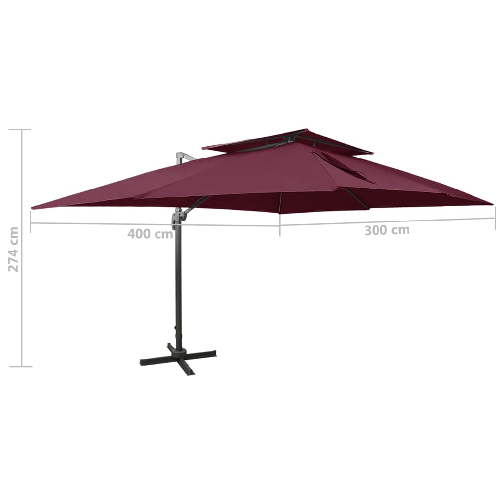 Zweefparasol met dubbel dak 300x300 cm antracietkleurig