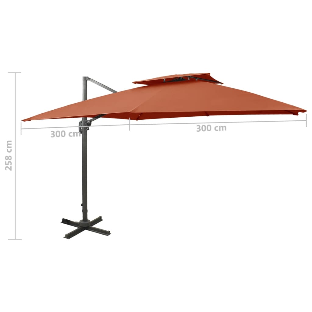 Zweefparasol met dubbel dak 400x300 cm groen