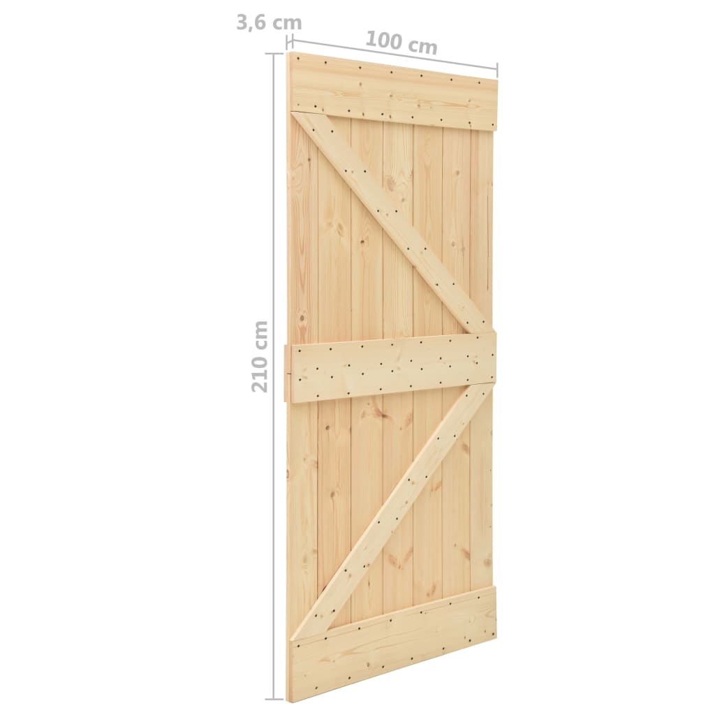 Schuifdeur met beslag 90x210 cm massief grenenhout