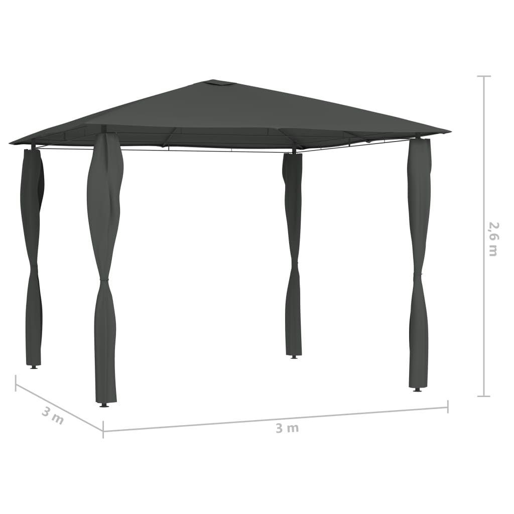 Prieel met paalhoezen 160 g/m² 3x4x2,6 m