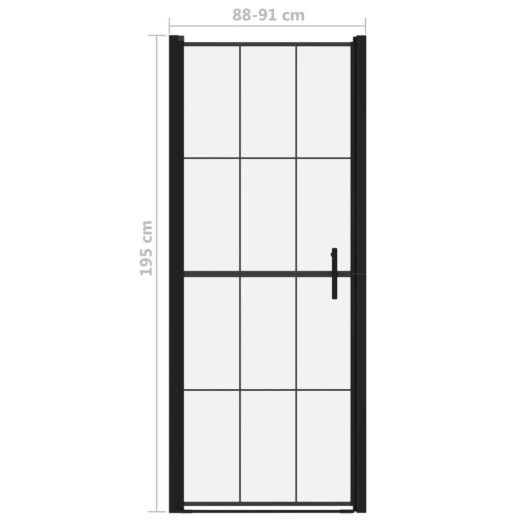 Douchedeur 91x195 cm gehard glas zwart