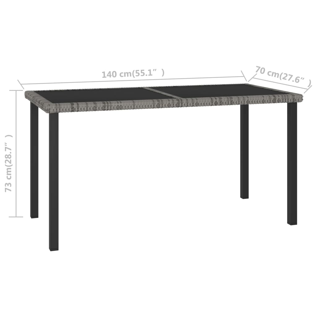 Tuintafel 140x70x73 cm poly rattan