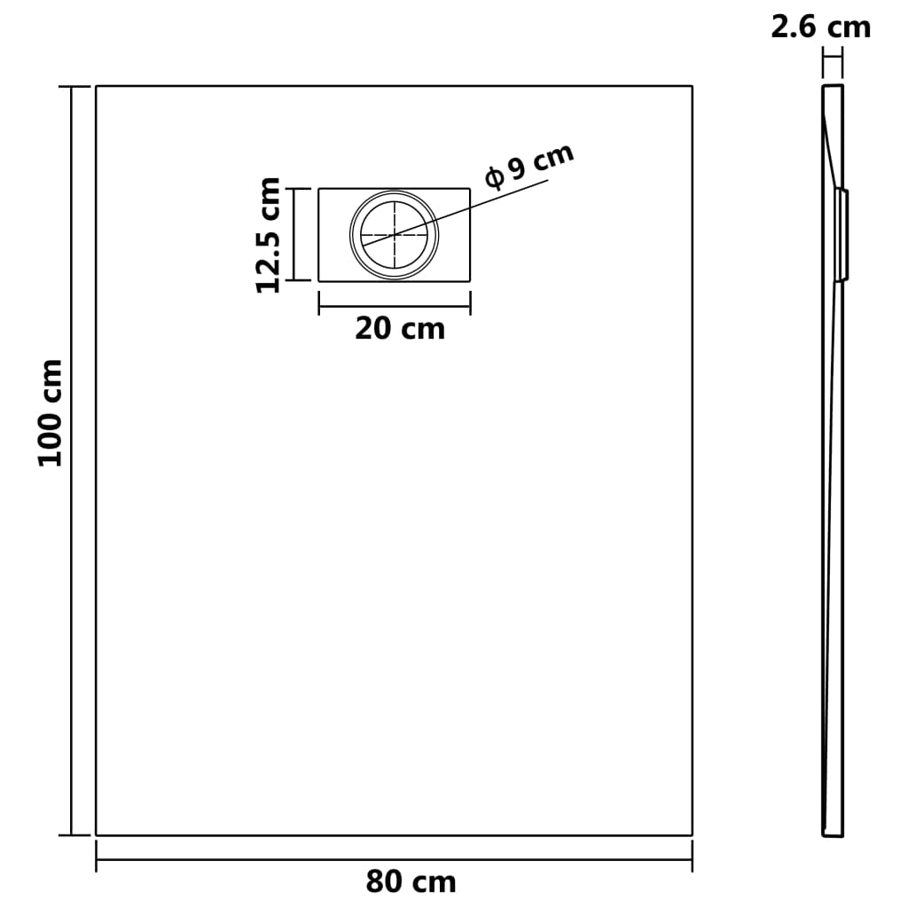 Douchebak 100x80 cm SMC