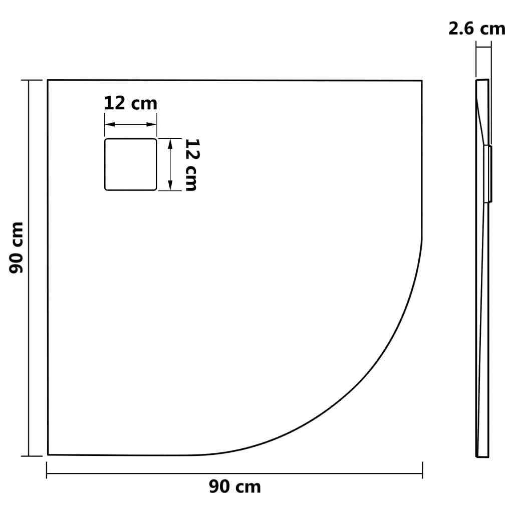 Douchebak 90x90 cm SMC