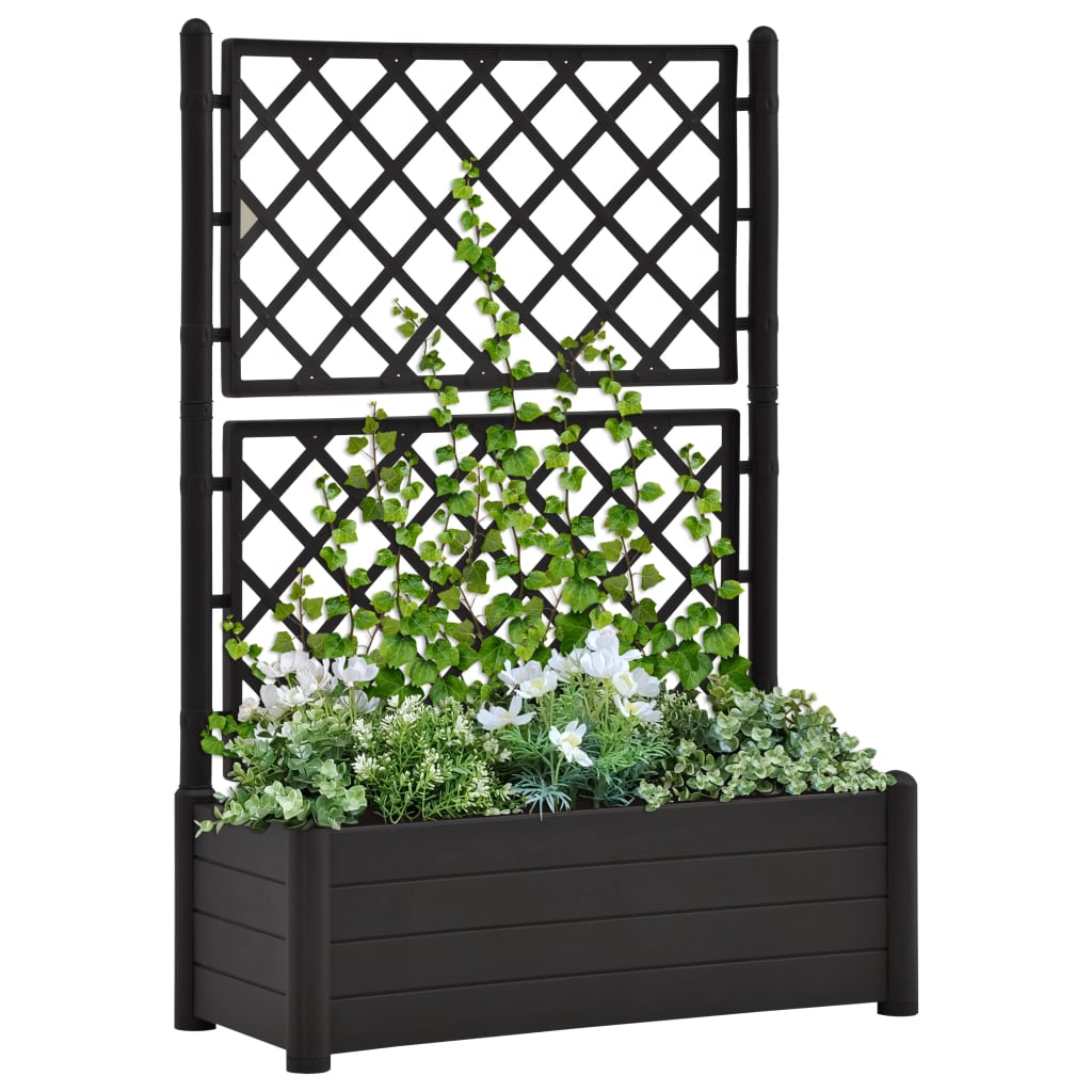 Plantenbak met latwerk 43x43x142 cm PP