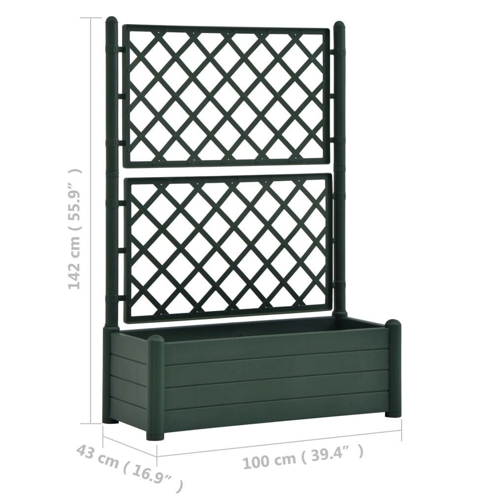 Plantenbak met latwerk 43x43x142 cm PP