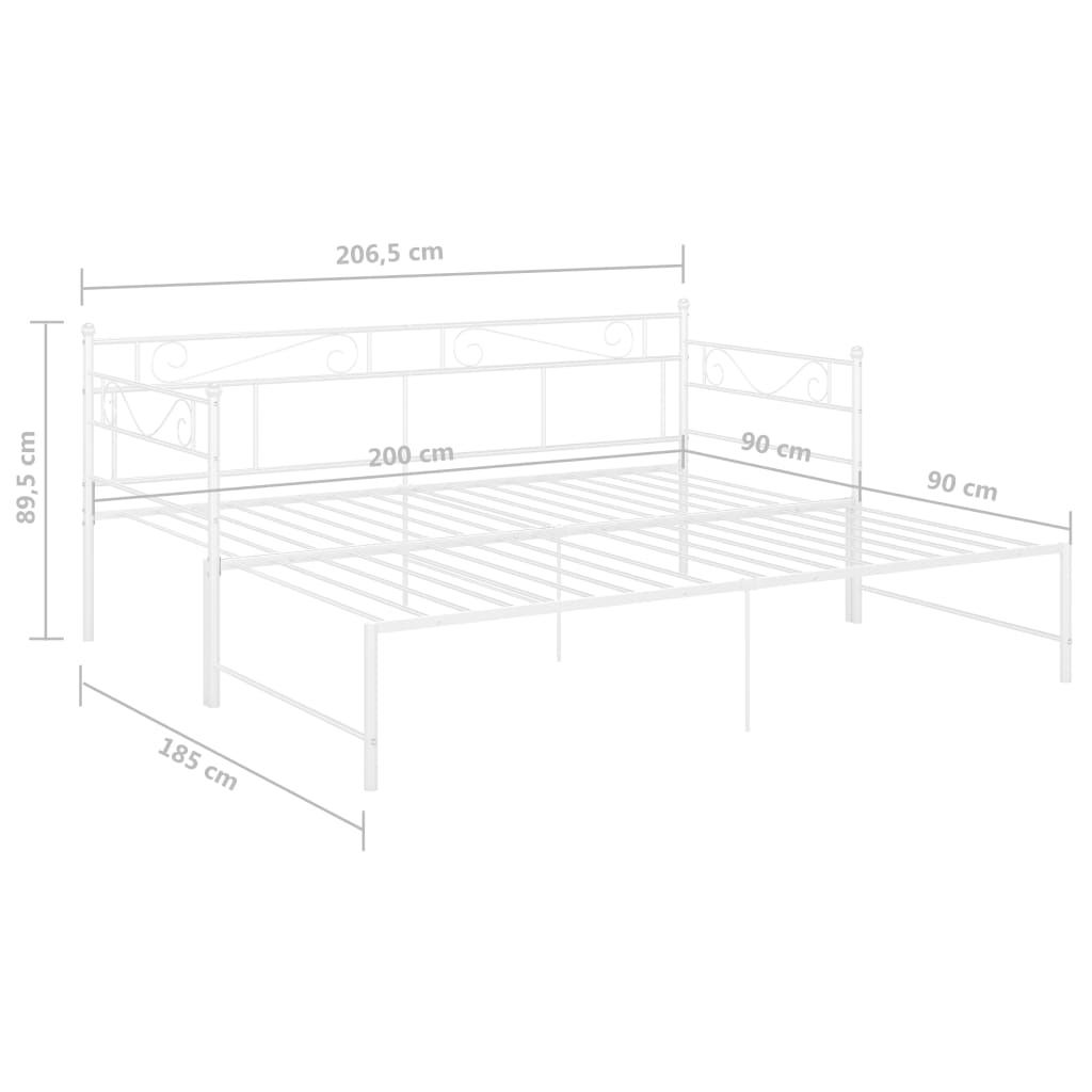 Slaapbankframe uittrekbaar metaal 90x200 cm