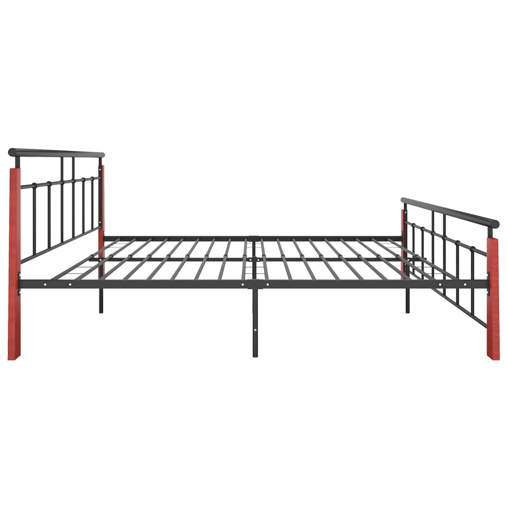 Bedframe metaal en massief eikenhout 200x200 cm