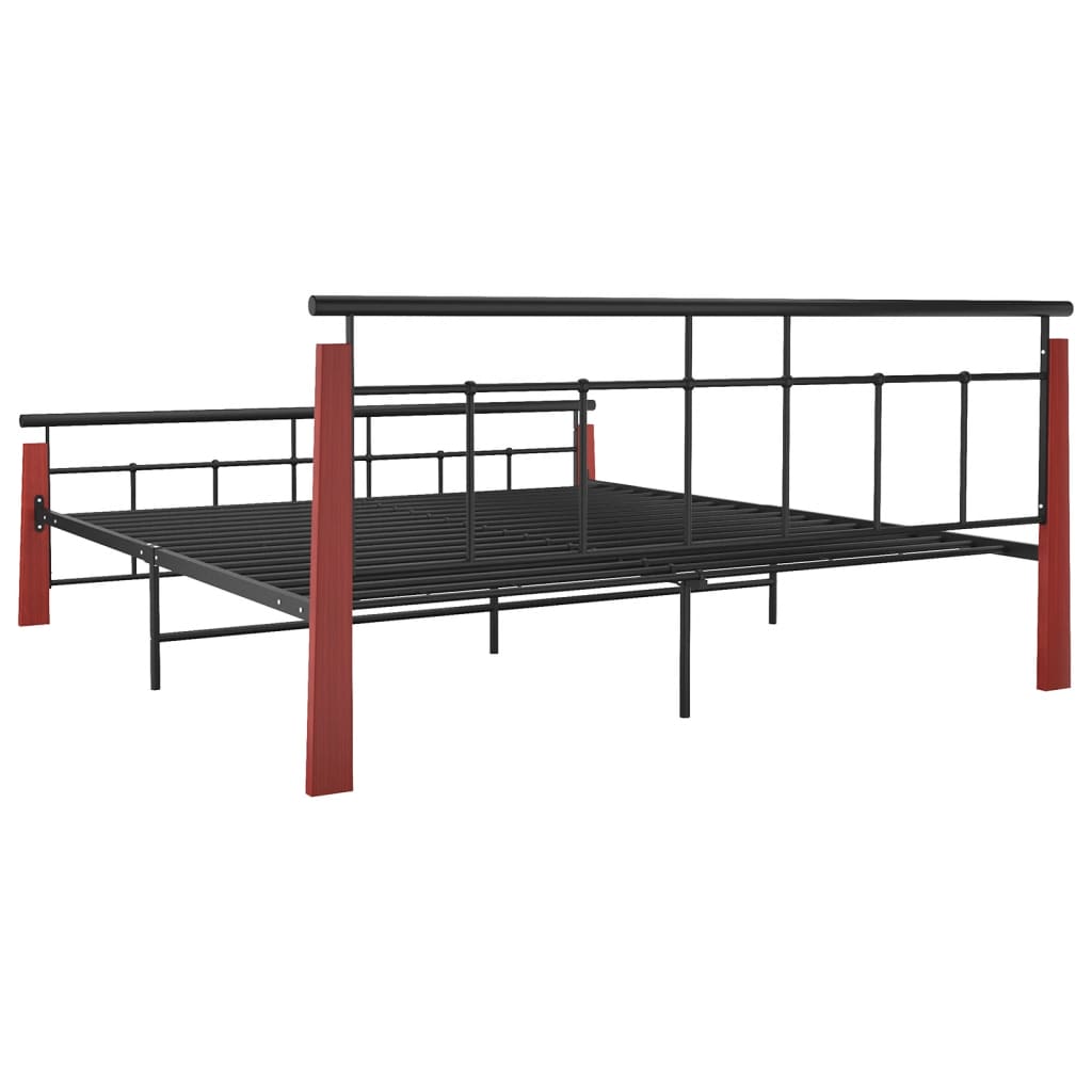 Bedframe metaal en massief eikenhout 200x200 cm