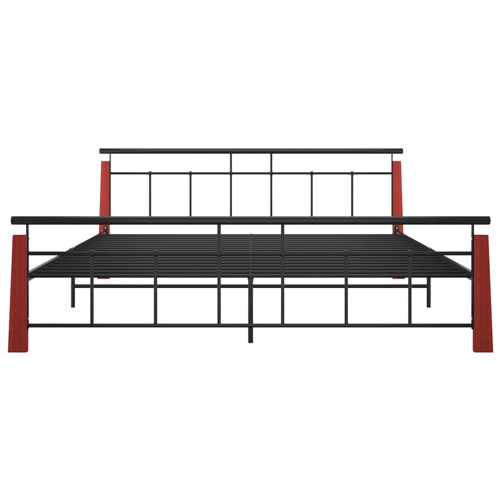 Bedframe metaal en massief eikenhout 200x200 cm