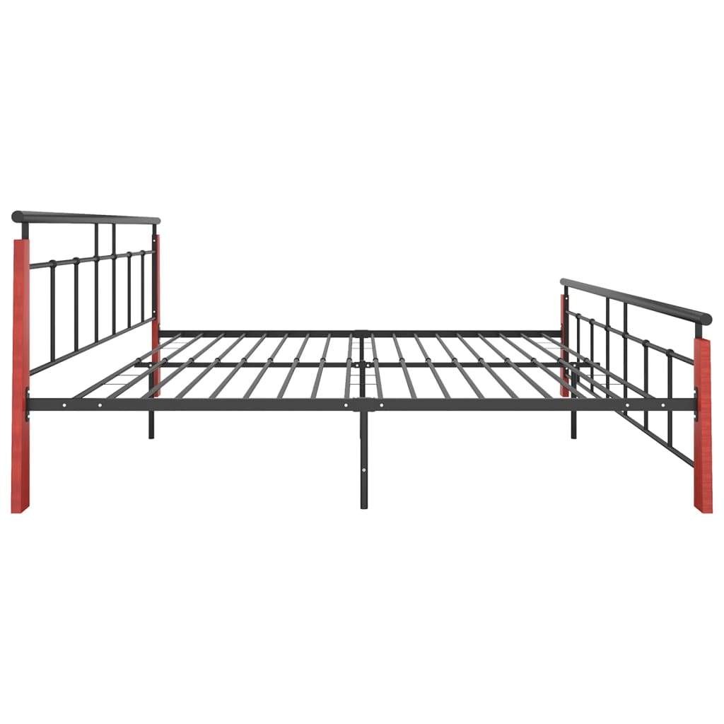 Bedframe metaal en massief eikenhout 200x200 cm