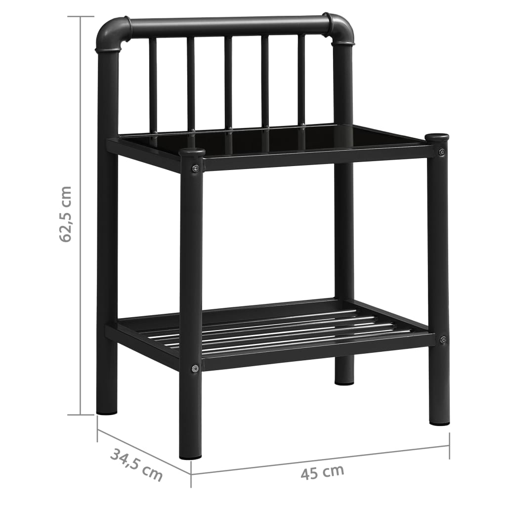 Nachtkastje 45x34,5x62,5 cm metaal glas