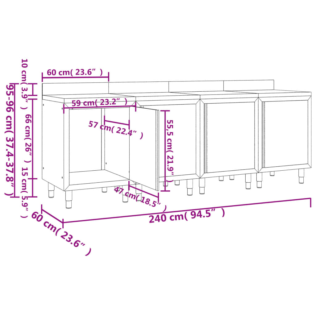 Werktafel met kast commercieel 60x60x96 cm roestvrij staal