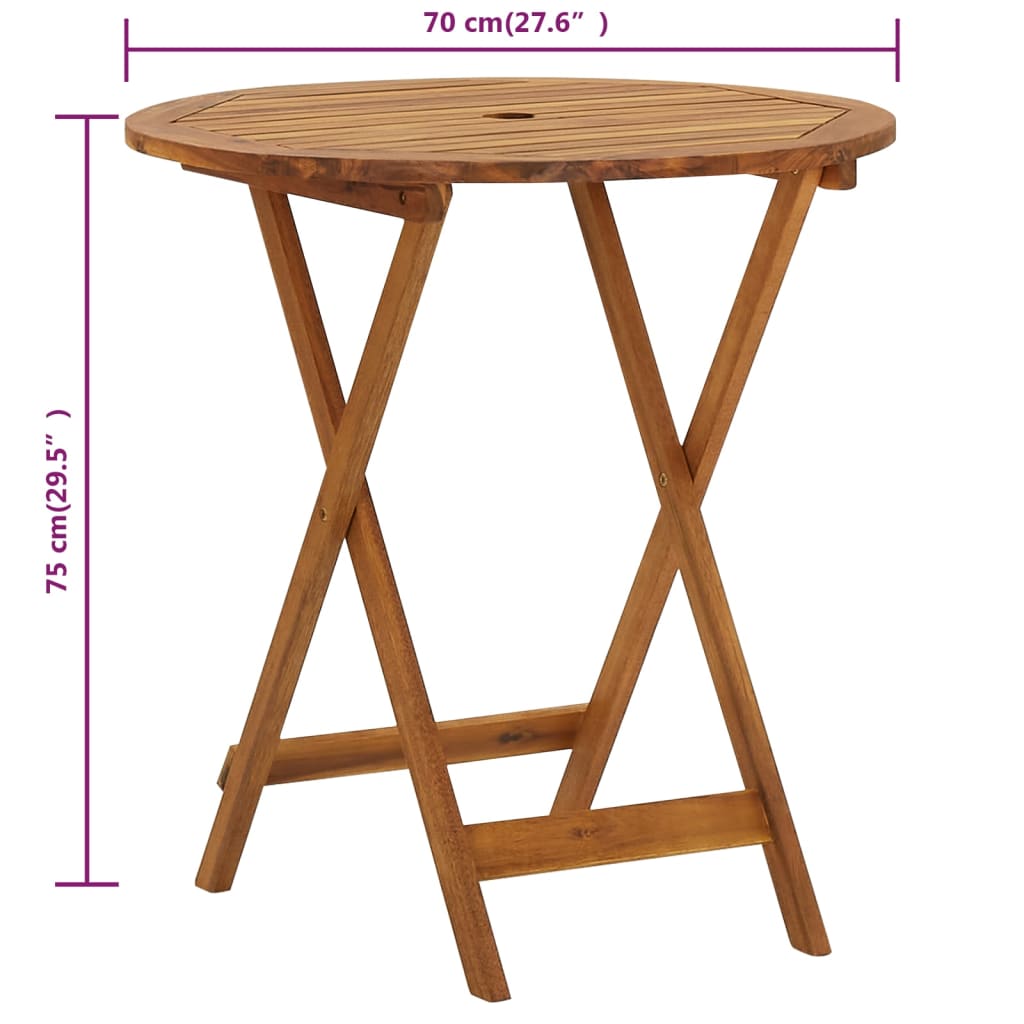 Tuintafel inklapbaar 60x60x75 cm massief acaciahout