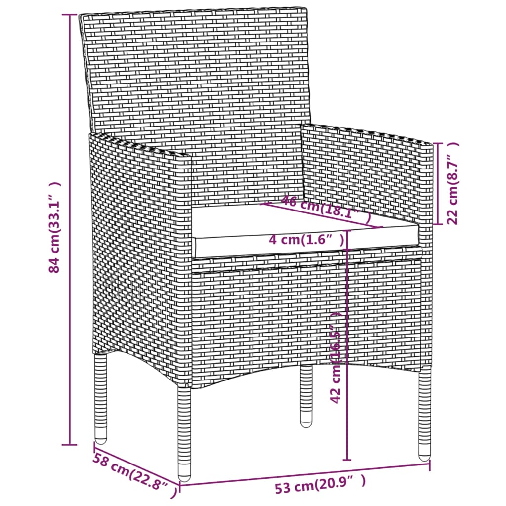 5-delige Tuinset poly rattan gehard glas