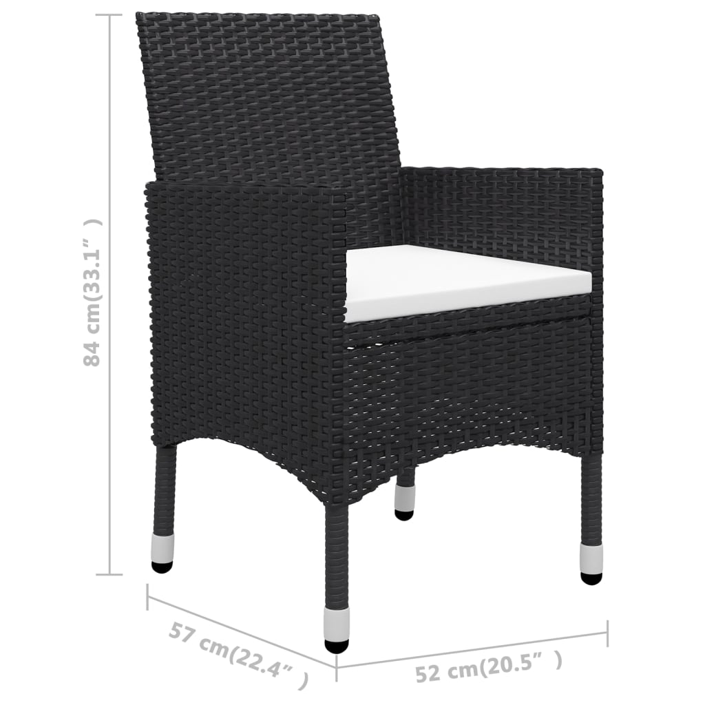 3-delige Bistroset poly rattan acaciahout