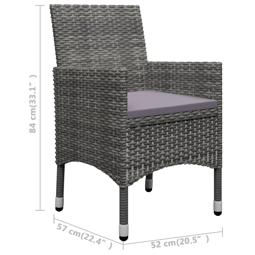 3-delige Bistroset poly rattan acaciahout