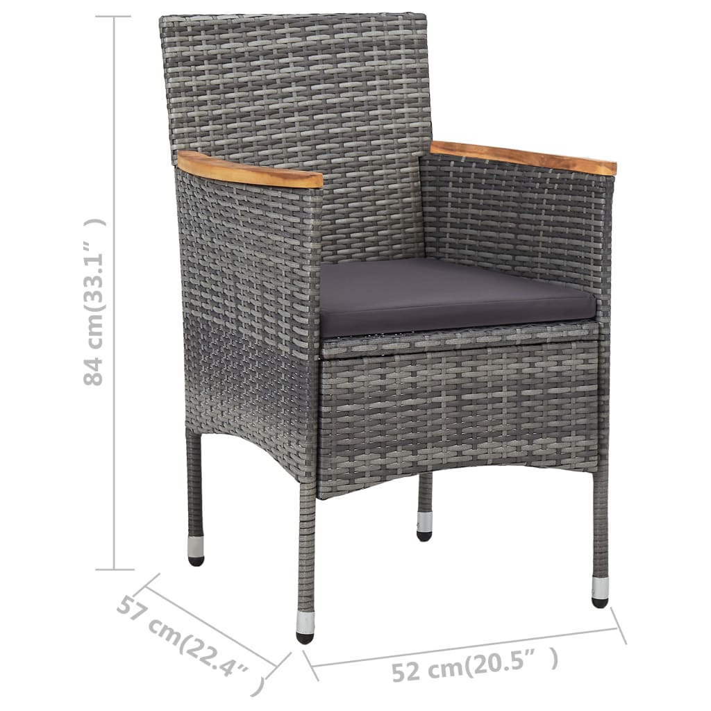 3-delige Bistroset poly rattan gehard glas