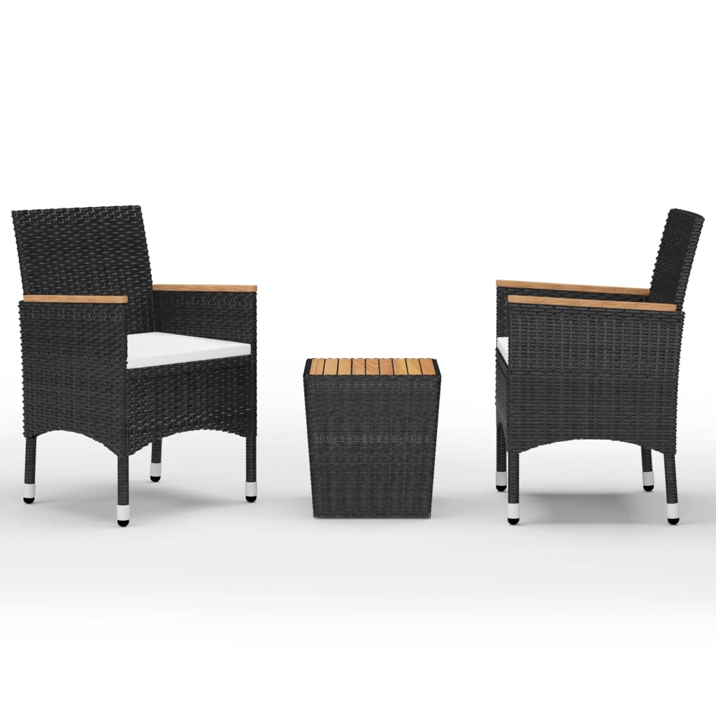 3-delige Bistroset poly rattan acaciahout