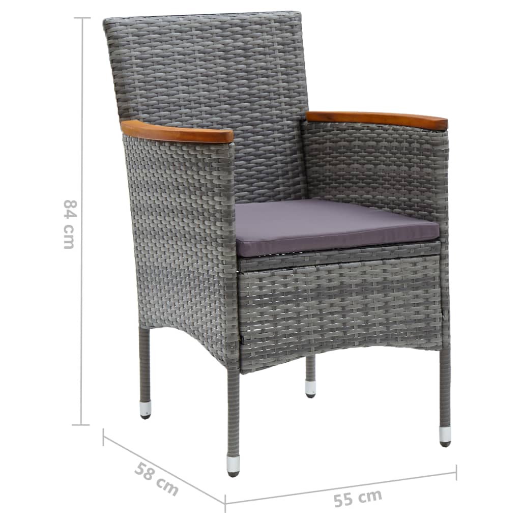 3-delige Bistroset poly rattan acaciahout