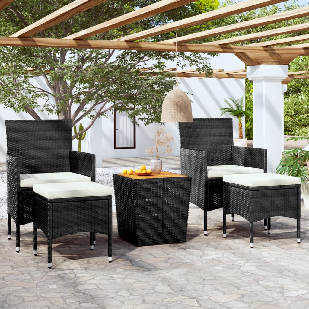 3-delige Bistroset poly rattan acaciahout