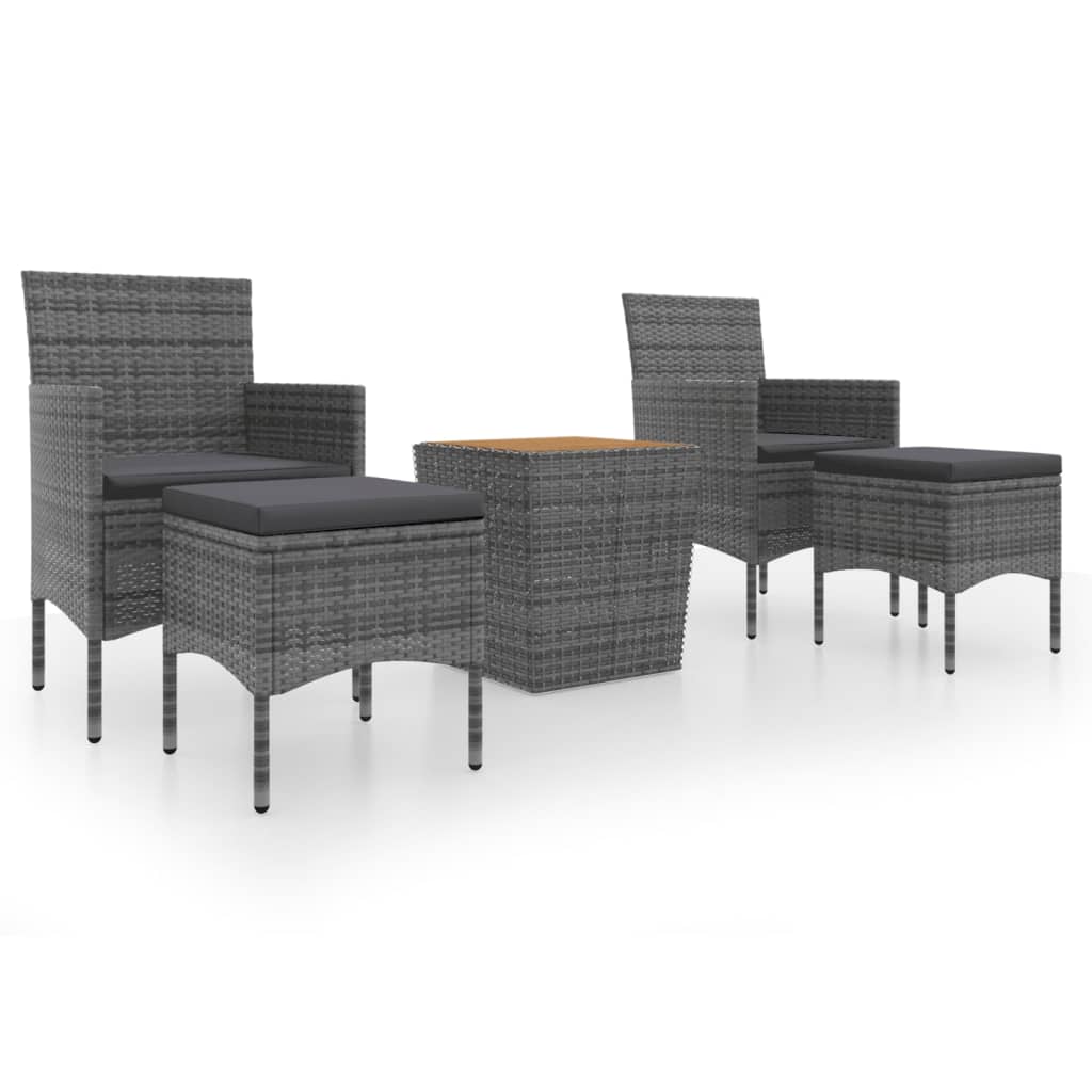 3-delige Bistroset poly rattan acaciahout