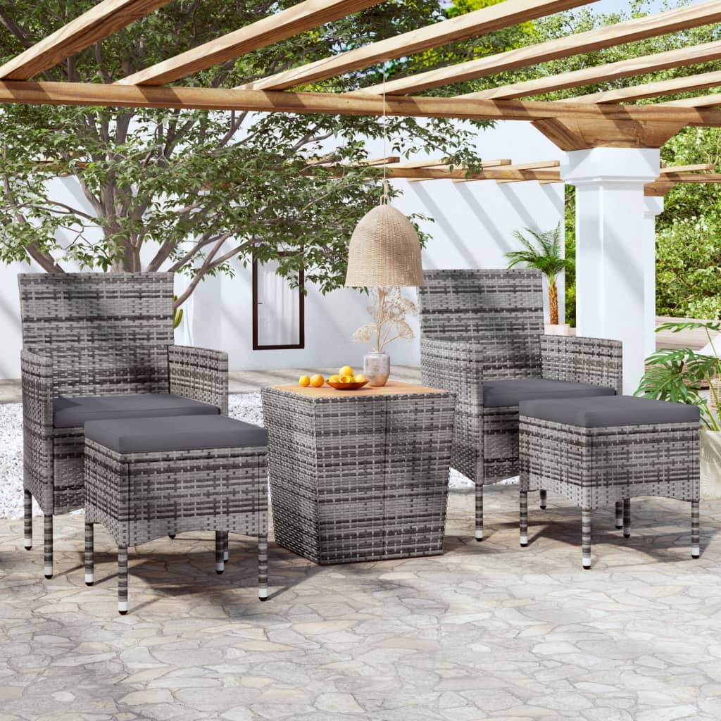 3-delige Bistroset poly rattan acaciahout