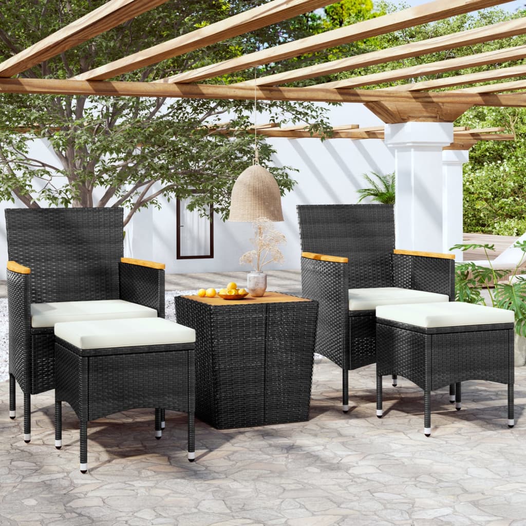 3-delige Bistroset poly rattan acaciahout