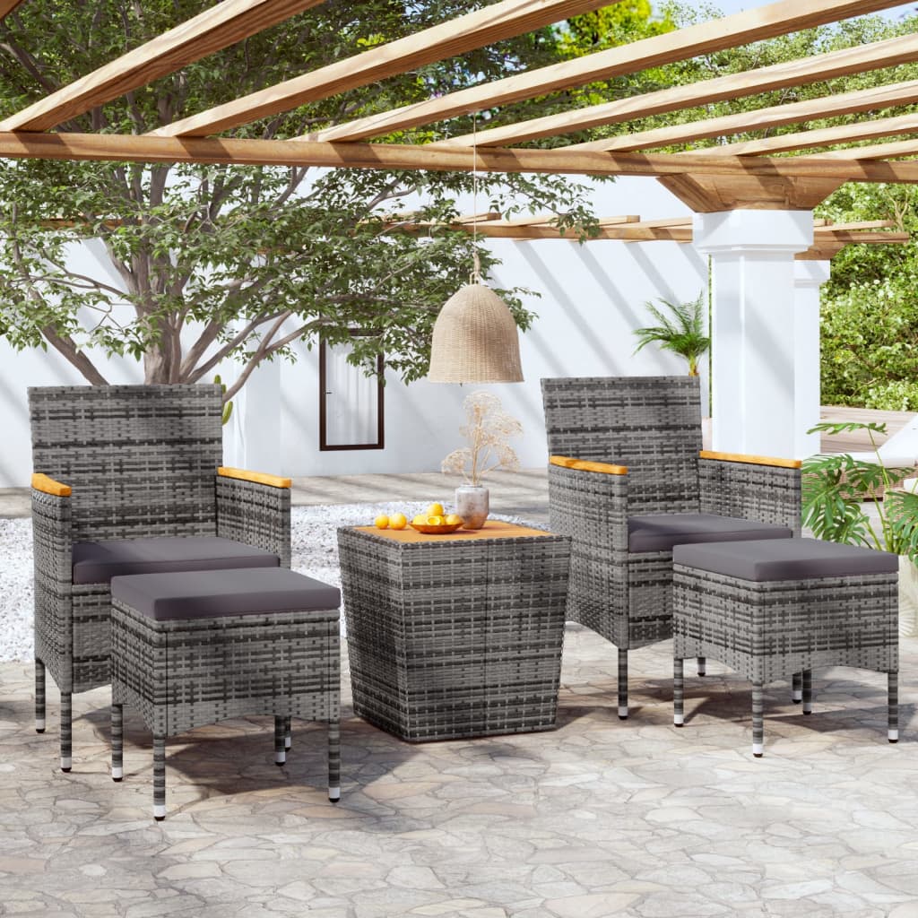 3-delige Bistroset poly rattan acaciahout