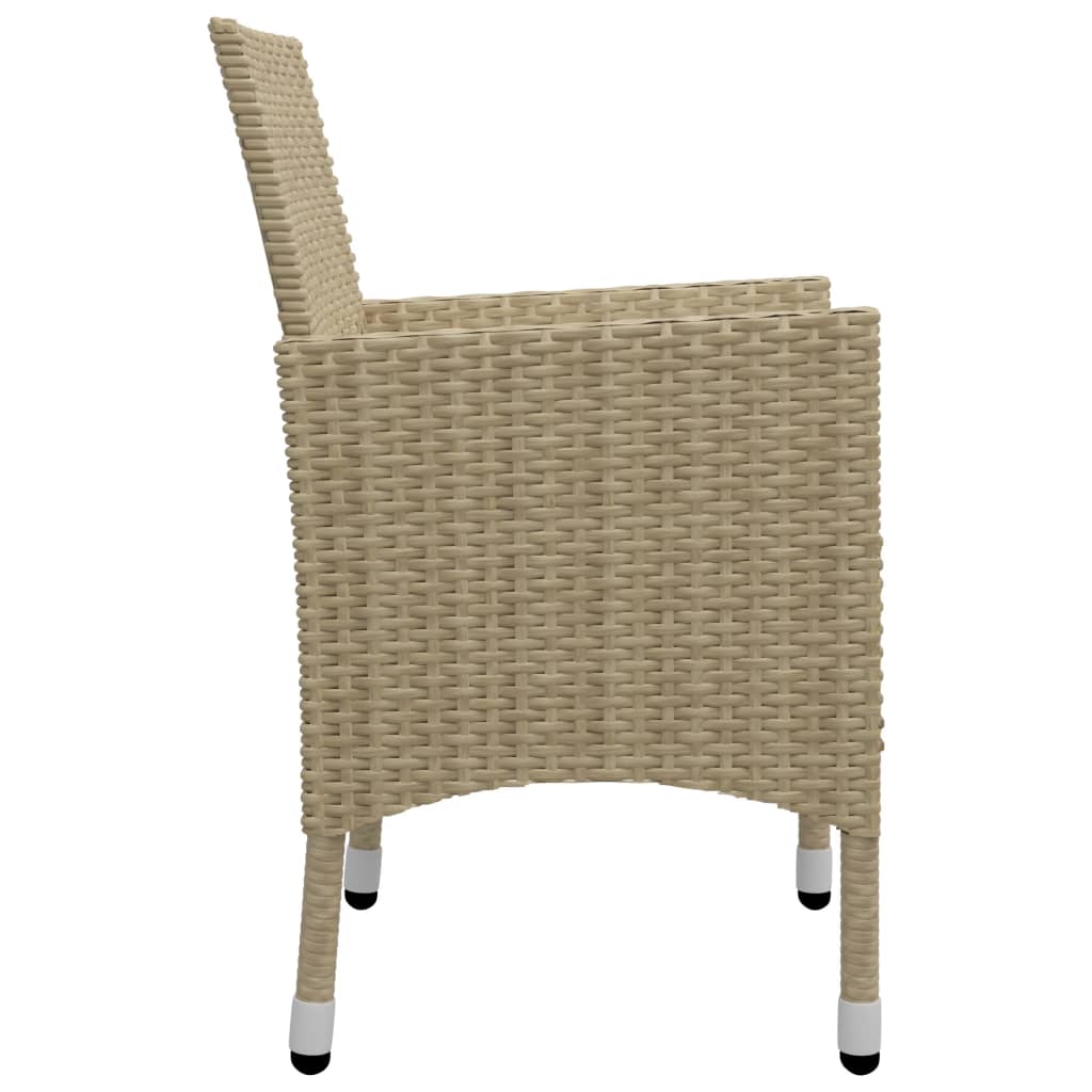 3-delige Bistroset poly rattan gehard glas