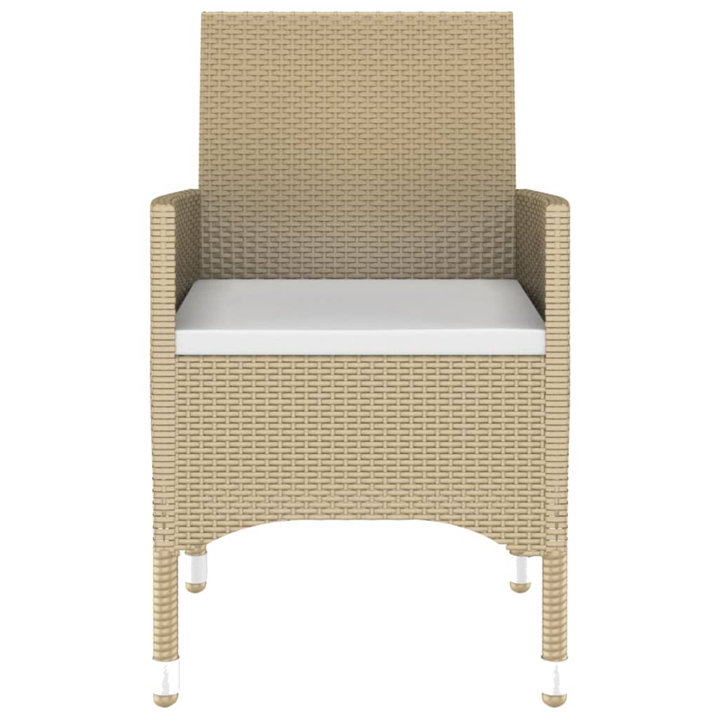 5-delige Tuinset poly rattan en gehard glas beige