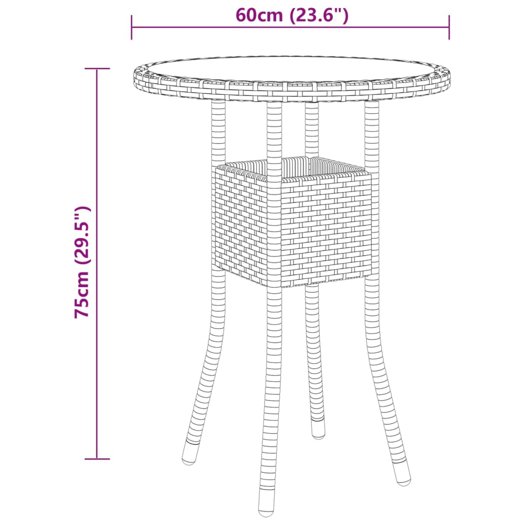 3-delige Tuinset poly rattan zwart