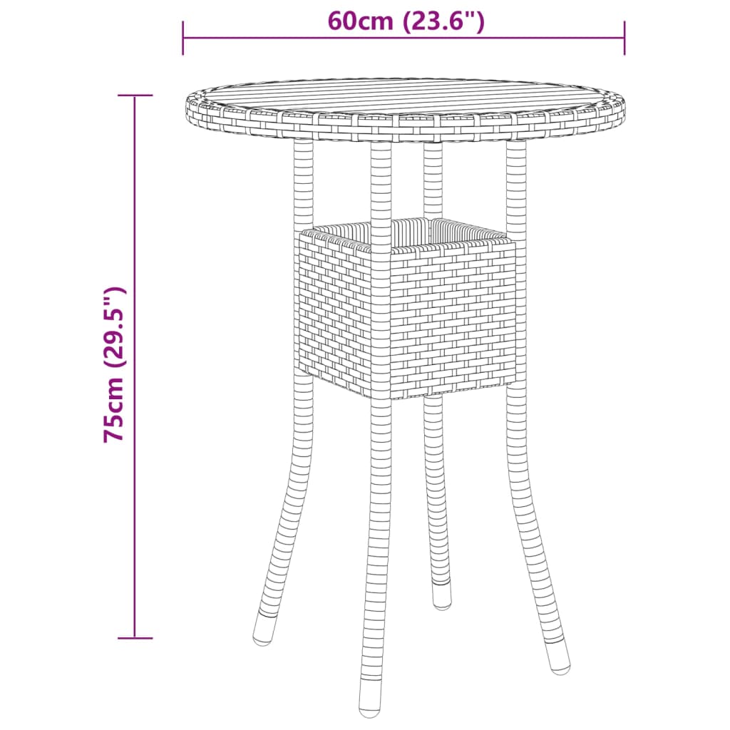 3-delige Tuinset poly rattan zwart