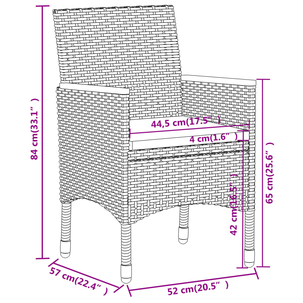 3-delige Tuinset poly rattan