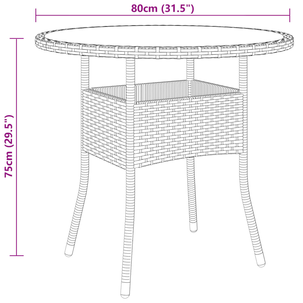 3-piece Bistro set poly rattan