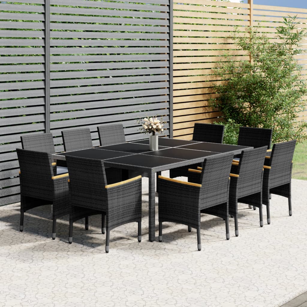 11-delige Tuinset poly rattan grijs