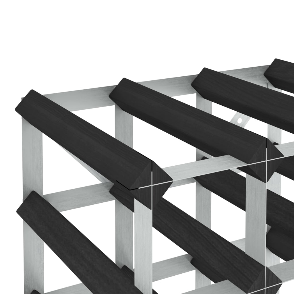 Wijnrek voor 42 flessen massief grenenhout zwart