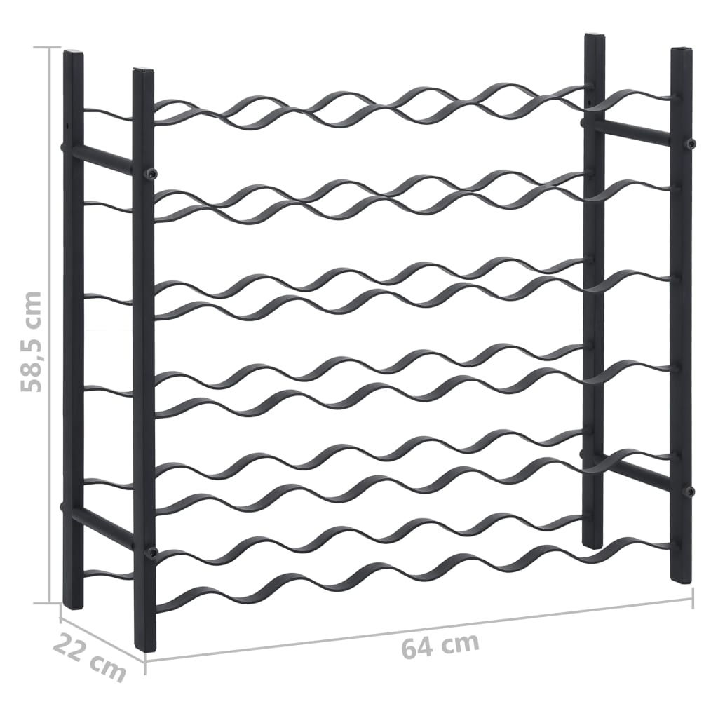 Wijnrek voor 72 flessen ijzer zwart