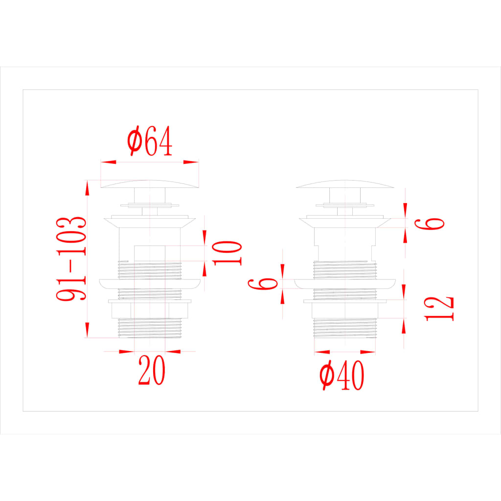 Afvoer pop-up met overloop 6,4x6,4x9,1 cm