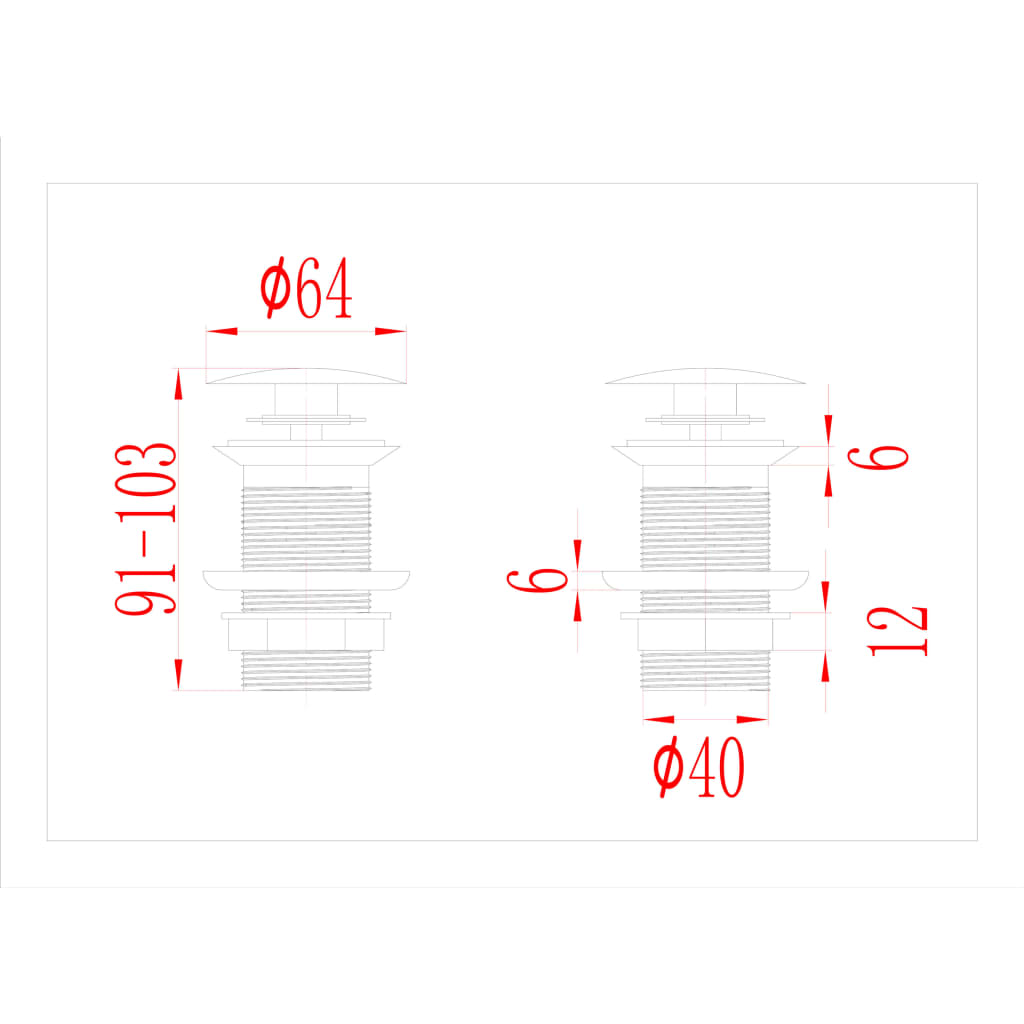 Afvoer pop-up met overloop 6,4x6,4x9,1 cm