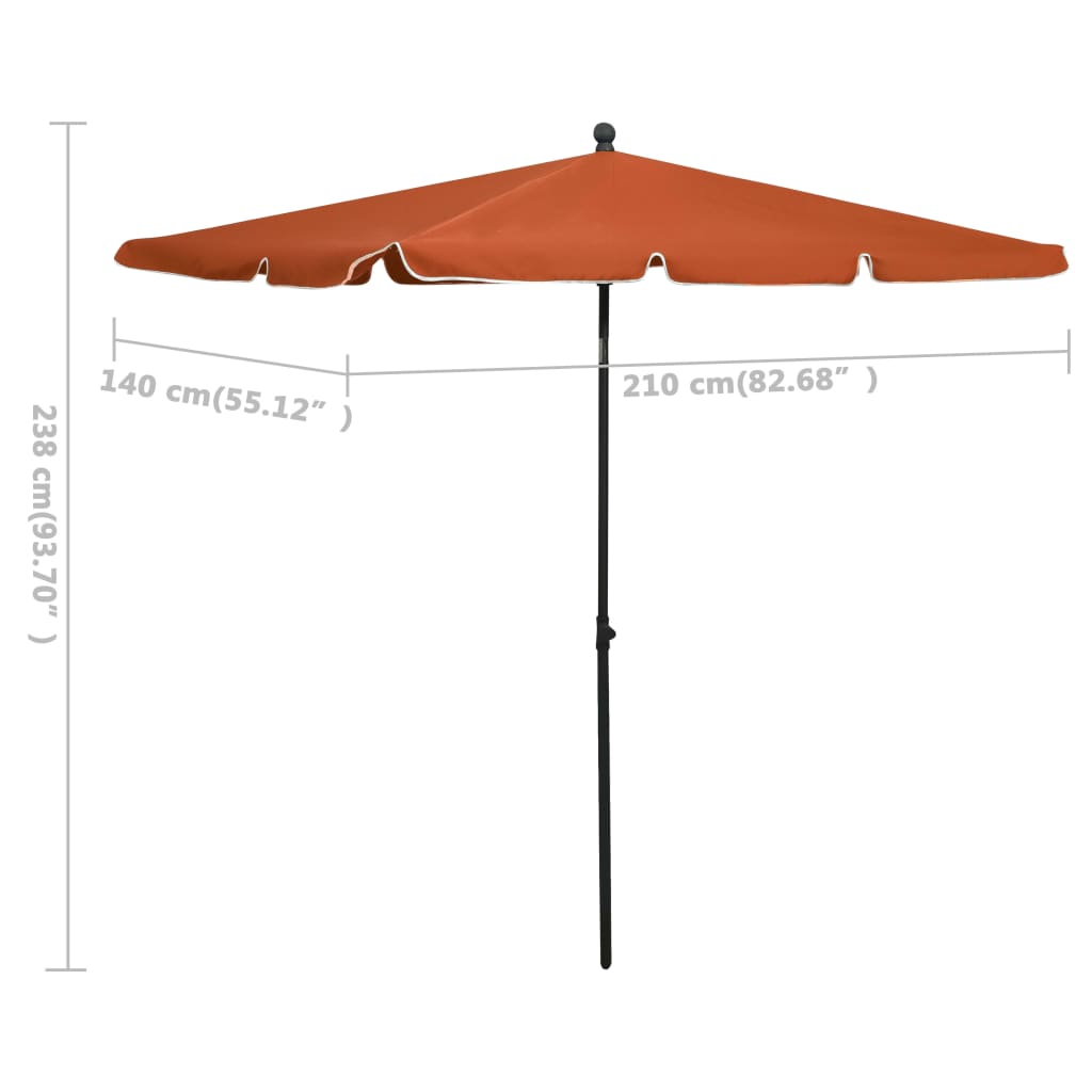 Parasol met paal 210x140 cm