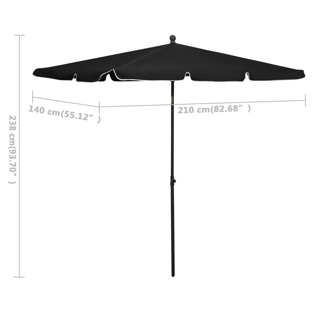 Parasol met paal 210x140 cm