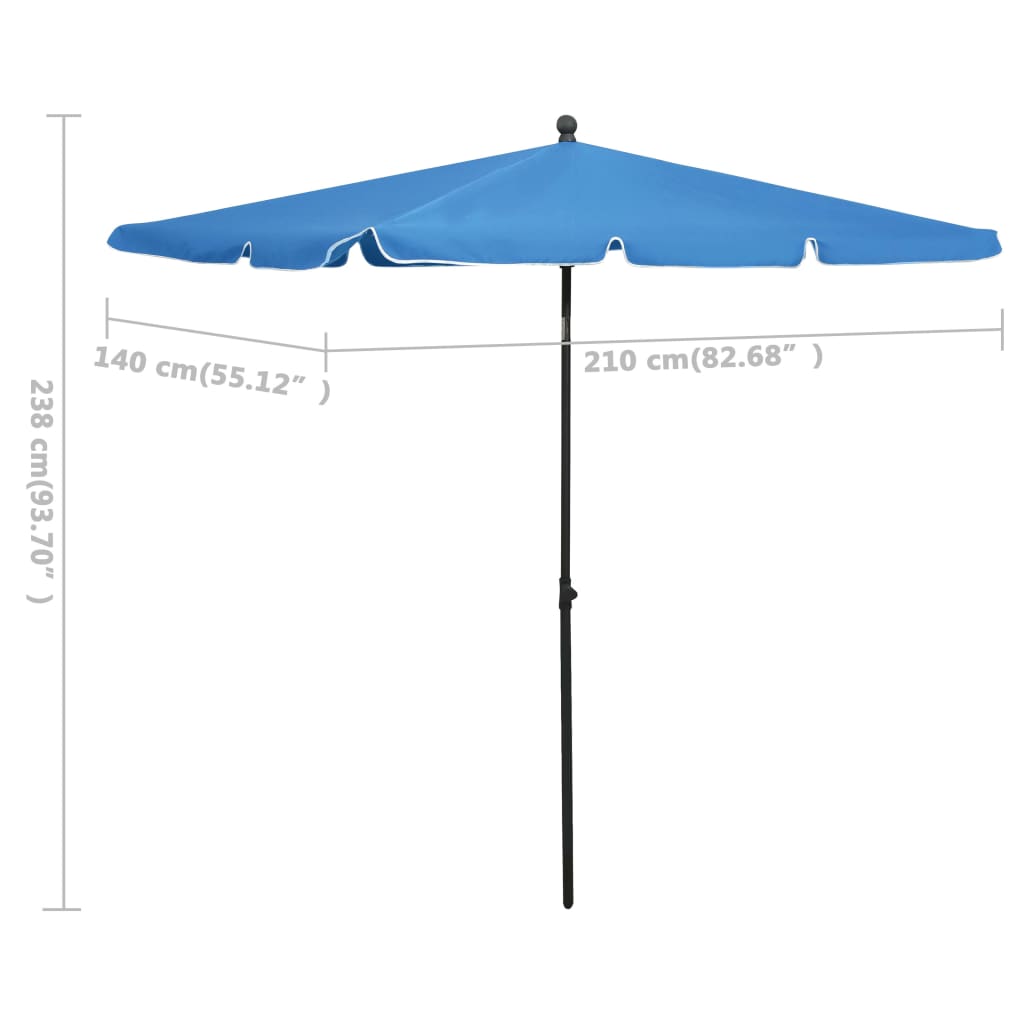 Parasol met paal 210x140 cm zandkleurig