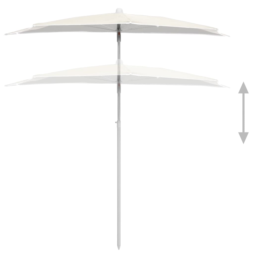 Parasol half met paal 180x90 cm