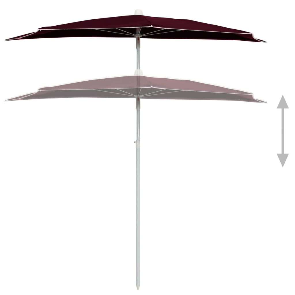 Parasol half met paal 180x90 cm